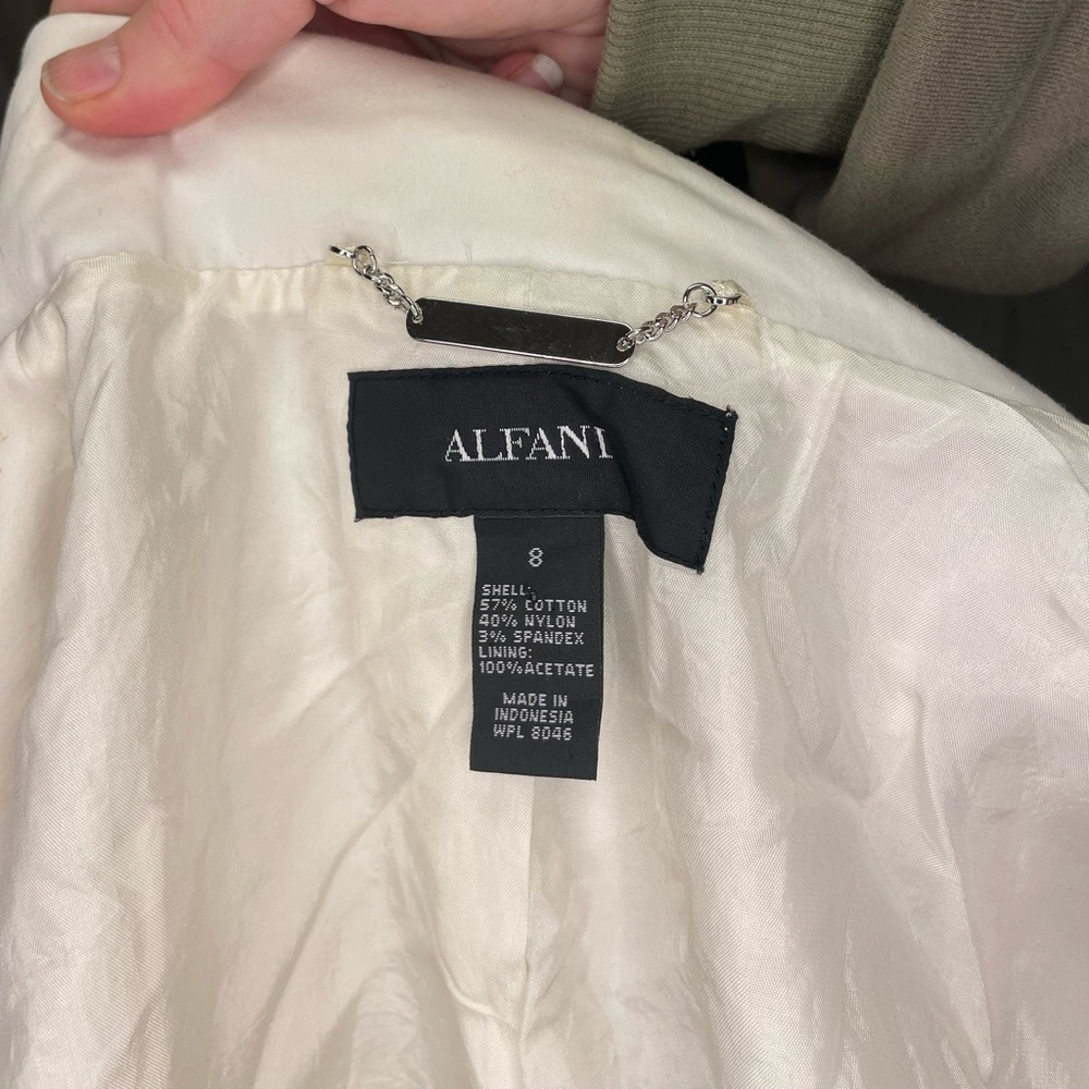 Alfani White Trench Coat with Black Trim - Picture 8 of 10